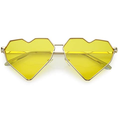women s oversize geometric metal heart shape sunglasses c629