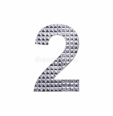 Number 2 Digit Two In Textured Silver Shiny Paper Stock Illustration