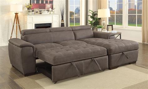 Contemporary Ash Brown Faux Nubuck Sectional Sofa Furniture Of America