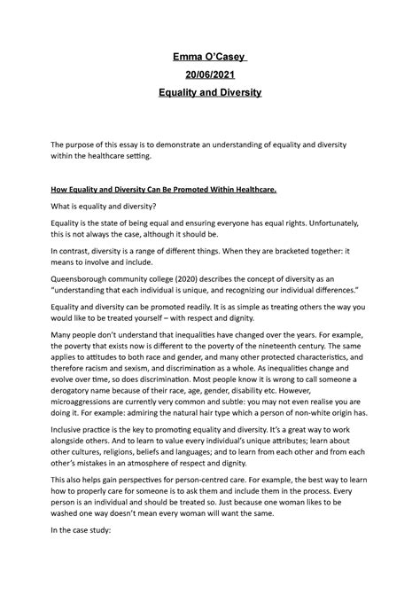 Unit 21 Equality And Diversity Within Healthcare Essay