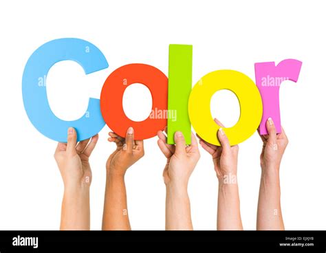 Multi Ethnic People Holding The Word Color Stock Photo Alamy