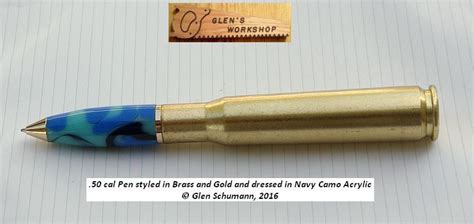50 Cal Bullet Pen Brass Gold Navy Camo Acrylic Etsy Bullet Pen