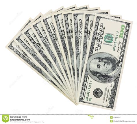 100 Fanning Dollar Bills Stock Photo Image 51954248