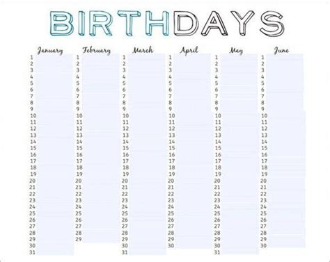 43 Birthday Calendar Templates Psd Pdf Excel Free And Premium