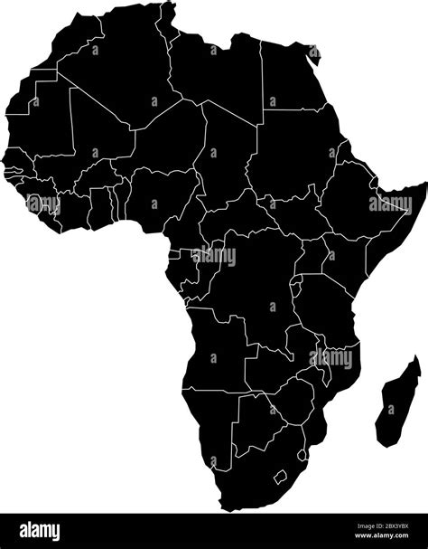 Mapa Simple Plano Negro Del Continente Africano Con Fronteras