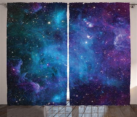 Space Decorations Curtains 2 Panel Set By Ambesonne Galaxy Stars In