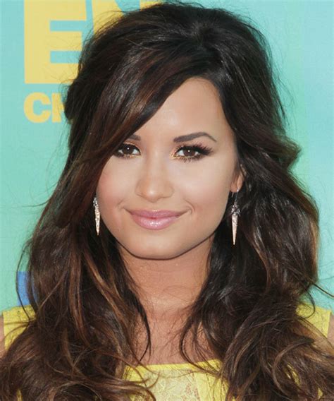 Demi Lovato Long Curly Casual Half Up Hairstyle With Side