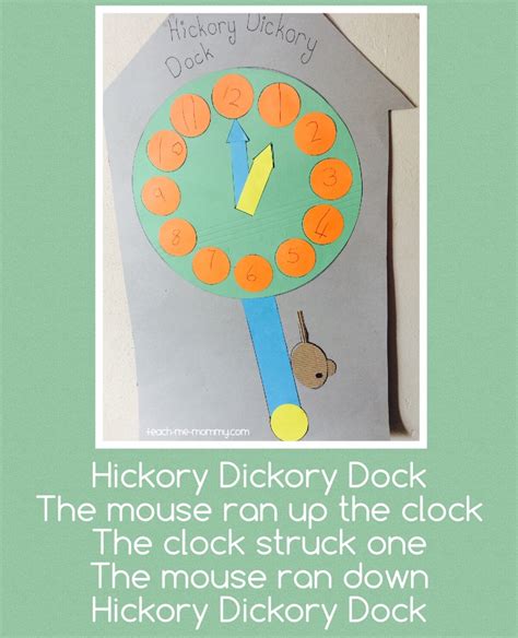 Hickory Dickory Dock Shapes Craft Teach Me Mommy
