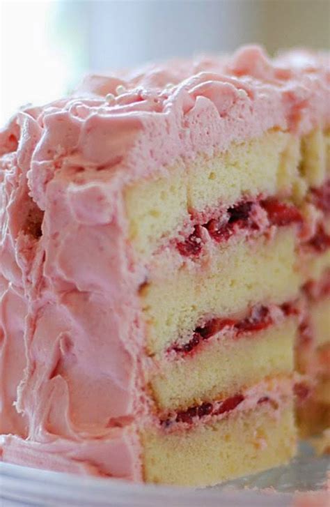 Vanilla Cake With Strawberry Cream Frosting Best Cooking Recipes In