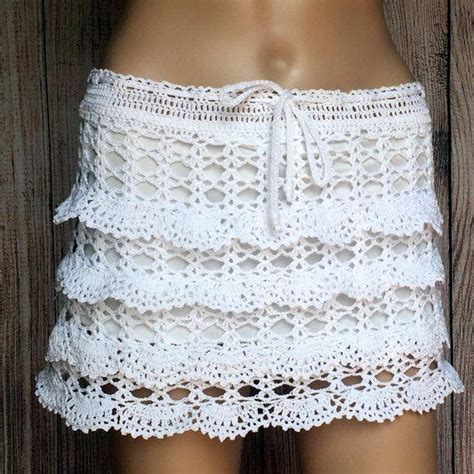 Crochet Skirt Cotton Lace Skirt White Boho Skirt Beach Mini Etsy
