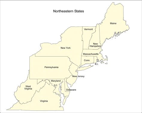 Map Of Eastern Us Printable North East States Usa Refrence