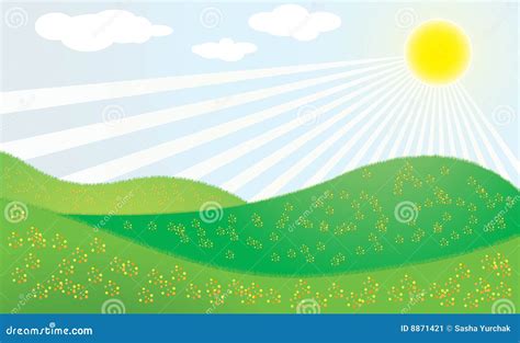 Sunny Day Stock Vector Illustration Of Daisy Hill Cloud 8871421