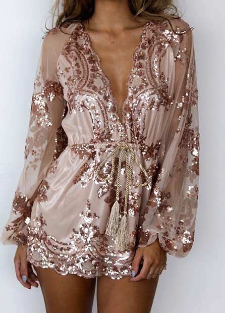 Nude Sequin Playsuit For New Year S Eve Gold Sequin Romper Sequin