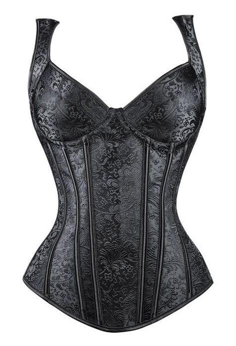 Kimring Women S Gothic Jacquard Shoulder Straps Tank Overbust Corset Bustiers Corsetto
