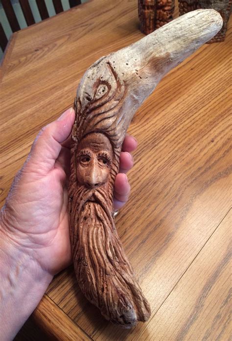Wood Spirit Carving From A Driftwood Piece By Evelyn Jimenez Wood