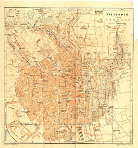 Wiesbaden Germany 1925 Antique City Map Street By Carambasvintage