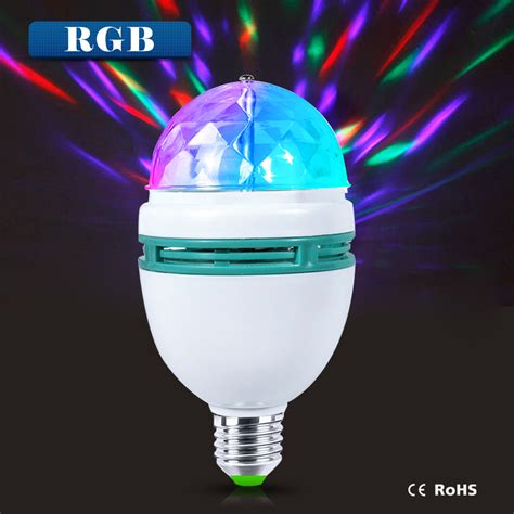 E27 Mini Rgb Led Night Light Rgb Auto Rotating Stage Light Holiday Bulb