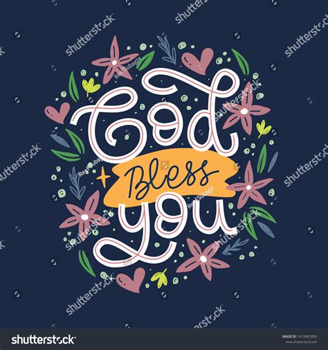 God Bless You Hand Drawn Lettering Inspirational Royalty Free Stock