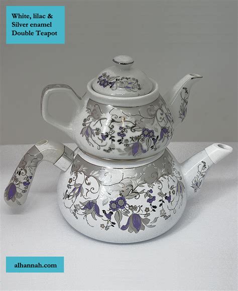 Baked Enamel Turkish Double Teapot Gi905 Alhannah Islamic Clothing