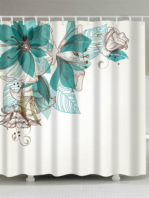 Floral Shower Curtains Pknmt Blue Flower Watercolor Peonies Lilac