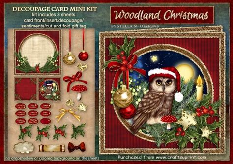 Woodland Christmas Decoupage Card Mini Kit Cup1004865102747