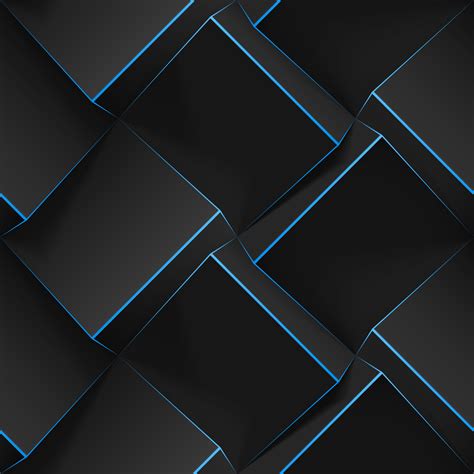 Volumetric Abstract Texture With Black Cubes With Thin Blue Lines