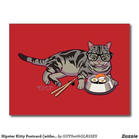 Hipster Kitty Postcard (without text) | Zazzle.com | Hipster cat, Custom postcards, Hipster
