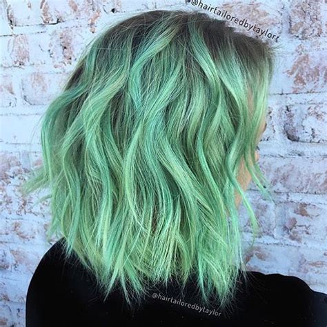 Metallic Mint Green Hair Color Inspo Pastel Green And
