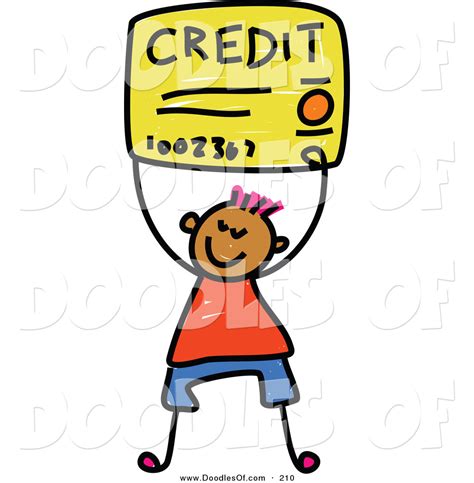 Bank offers many different types of credit cards. Vector Clipart of a Childs Sketch of a Happy Boy Carrying ...