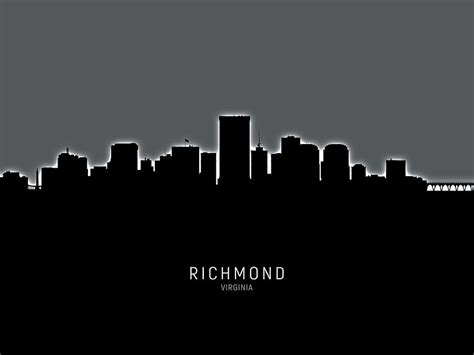 Richmond Virginia Skyline Digital Art By Michael Tompsett Pixels