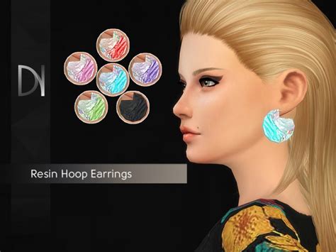 The Sims Resource Resin Hoop Earrings By Darknightt • Sims 4 Downloads