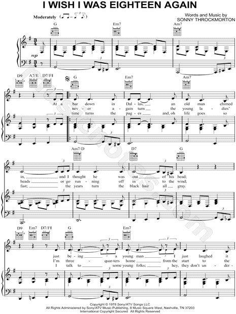 George Burns I Wish I Was Eighteen Again Sheet Music In G Major Transposable Download