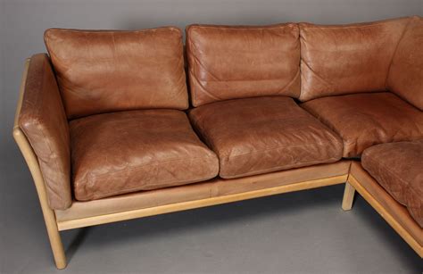 Danish Leather Corner Sofa Vampt Vintage Design