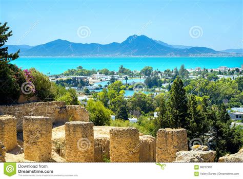 Ancient Ruins Of Carthage And Seaside Landscape Tunis