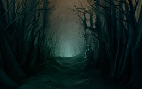 Download 1280x1024 Dark Forest Creepy Grave Path Scary Trees