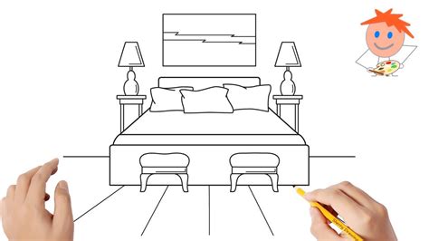 How To Draw A Bedroom Easy Drawings Youtube