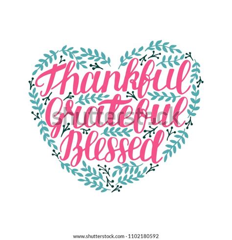Hand Lettering Thankful Grateful Blessed Shape Stock Vector Royalty