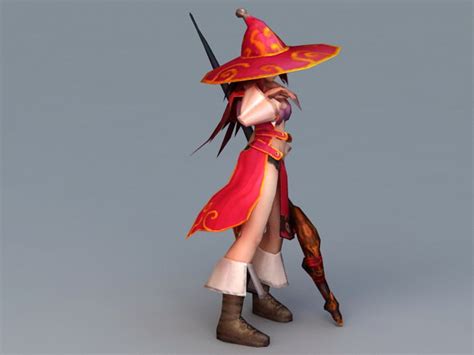 Anime Sorcerer Girl 3d Model 3ds Max Files Free Download Modeling
