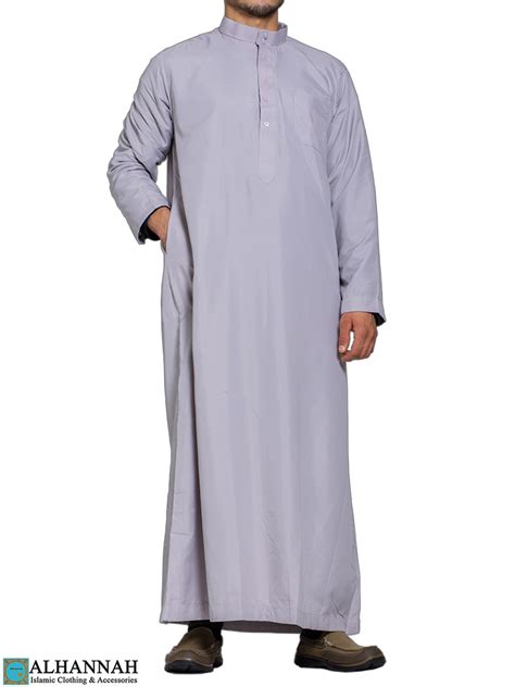 Saudi Style Thobe Classic Grey Me807 Alhannah Islamic Clothing