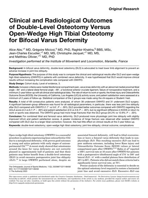 Pdf Clinical And Radiological Outcomes Of Double Level Osteotomy
