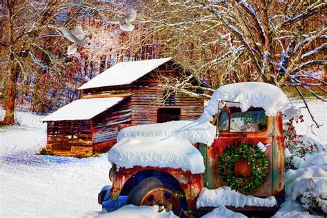 Snow On The Country Farm In Hdr Detail Photograph By Debra And Dave