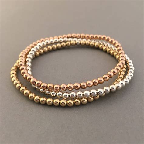 3mm Beaded Ball Bracelet In Gold Fill Rose Gold Fill Or Etsy Ball