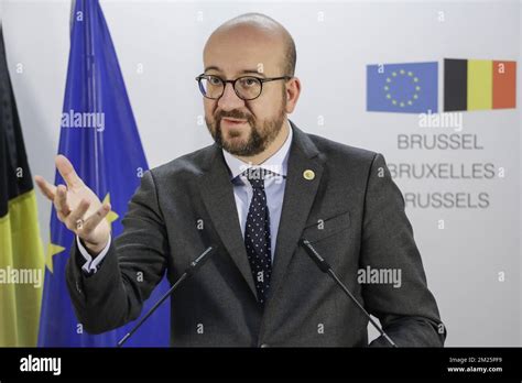 Belgian Prime Minister Charles Michel Holds A Press Conference At The