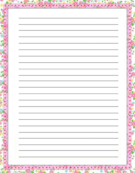Flowers Free Printable Stationery For Kids Regular Lined Floral Free