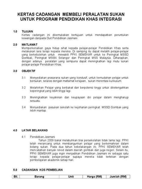 Proposal Contoh Kertas Kerja Permohonan Dana Kertas Kerja Cadangan