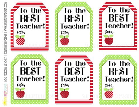 Printable Teacher Appreciation T Tags The Best Teacher Etsy