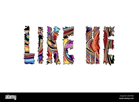 Like Me Word Banner Poster And Sticker With Clipping Path Stock