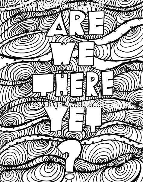 Are We There Yet Coloring Page Digital Download Printable Adult