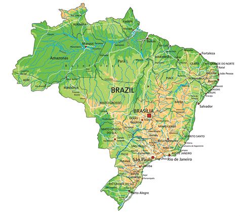 Mapa Físico De Relieve De Brasil