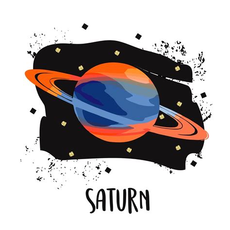 Vector Illustration Planet Saturn In Retro Flat Cartoon Style 2558107